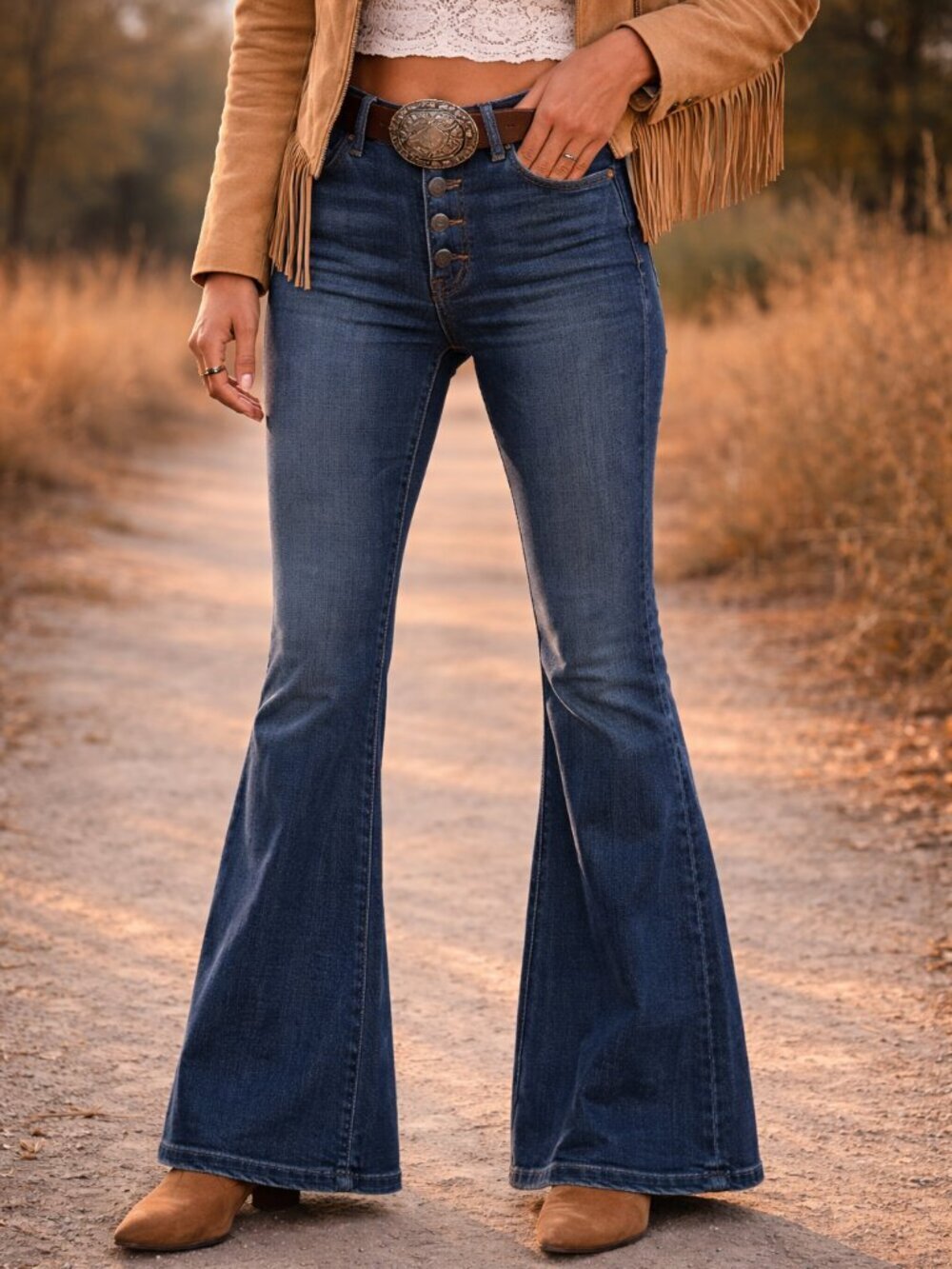 Free People We The Free Button Fly Flare Jeans Dark Wash Size 26